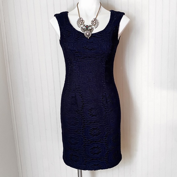 Adriana Papell Navy Dress - Picture 1 of 7